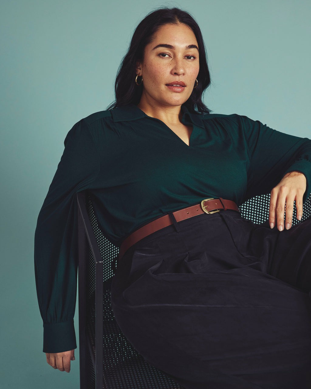 Moore Liquid Jersey Blouse - Forest Green | Universal Standard
