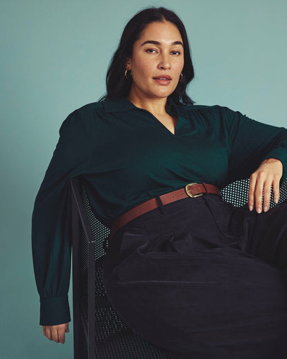 Moore Liquid Jersey Blouse - Forest Green | Universal Standard
