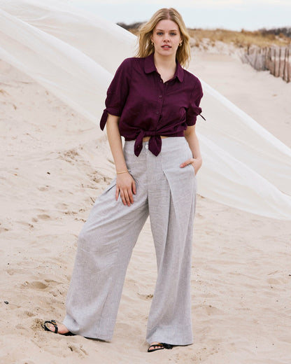 Luisa Short Sleeve Linen Blend Shirt - Acai | Universal Standard