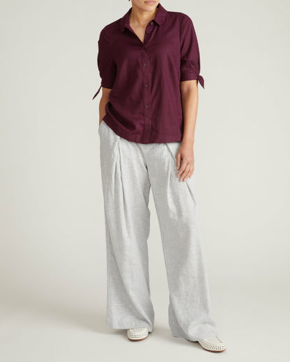 Luisa Short Sleeve Linen Blend Shirt - Acai | Universal Standard