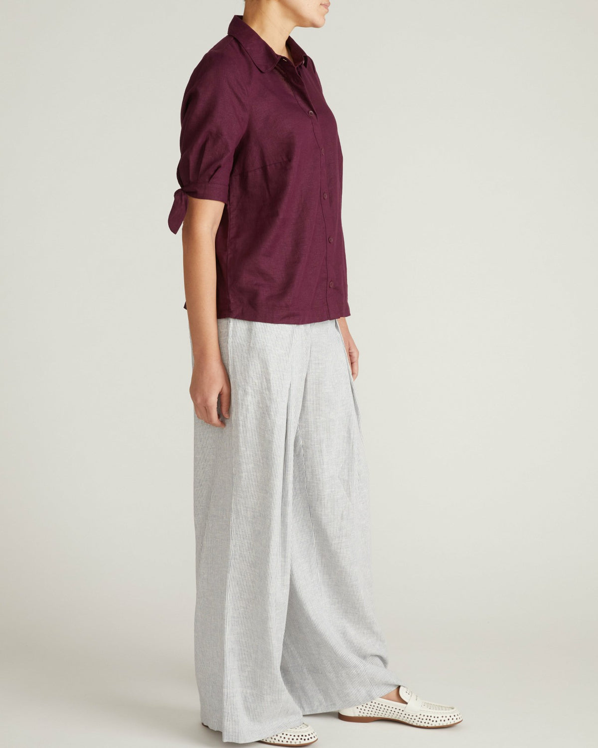 Luisa Short Sleeve Linen Blend Shirt - Acai | Universal Standard