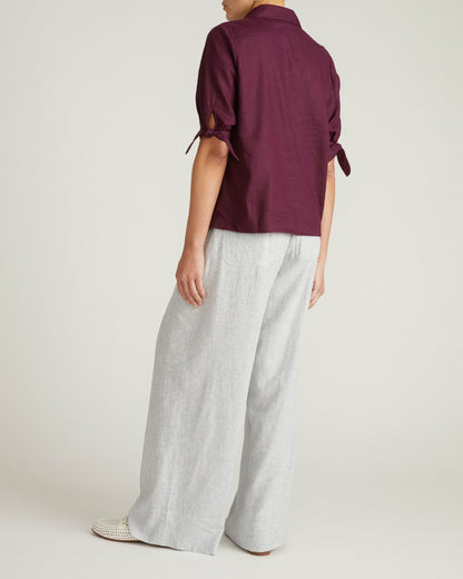 Luisa Short Sleeve Linen Blend Shirt - Acai | Universal Standard