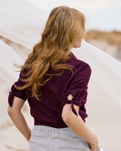 Luisa Short Sleeve Linen Blend Shirt - Acai | Universal Standard