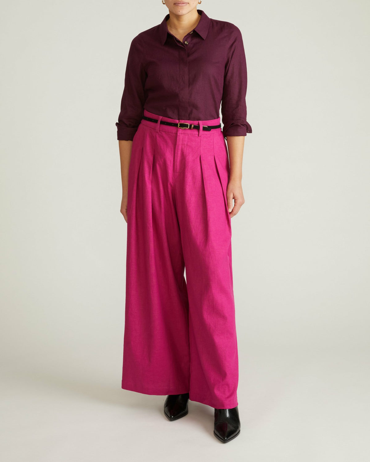 Elbe Stretch Linen Blend Shirt - Acai | Universal Standard