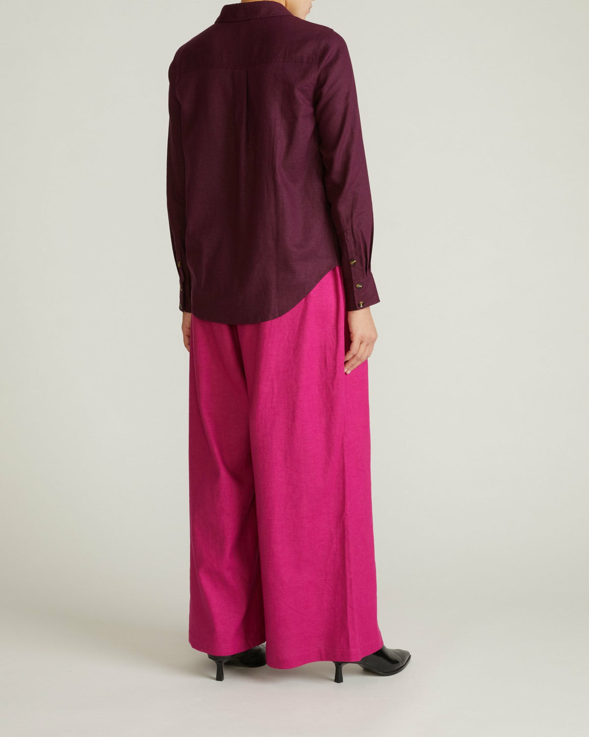 Elbe Stretch Linen Blend Shirt - Acai | Universal Standard