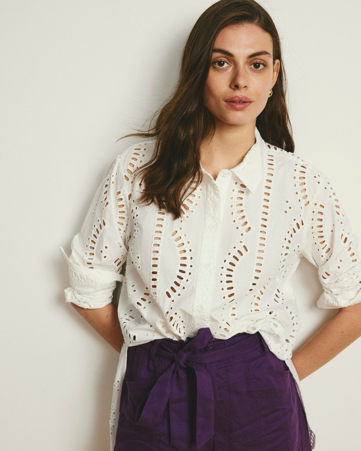The Embroidered Artist Poplin Shirt - White | Universal Standard