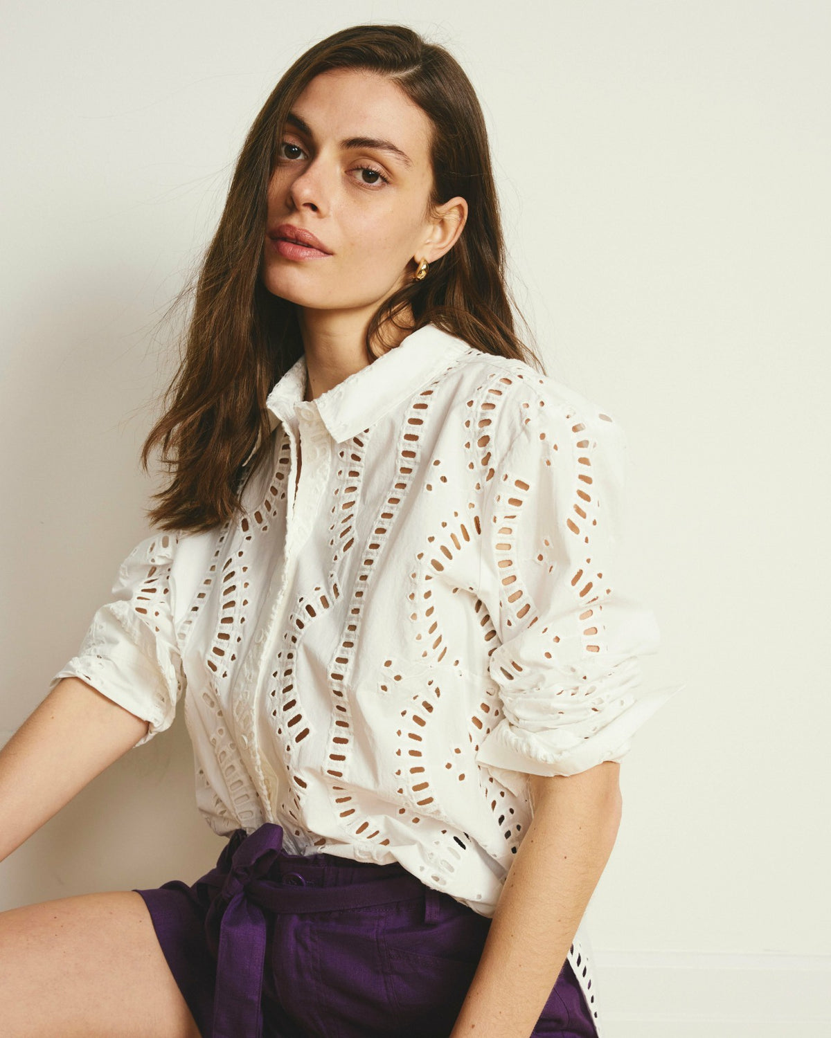 The Embroidered Artist Poplin Shirt - White | Universal Standard