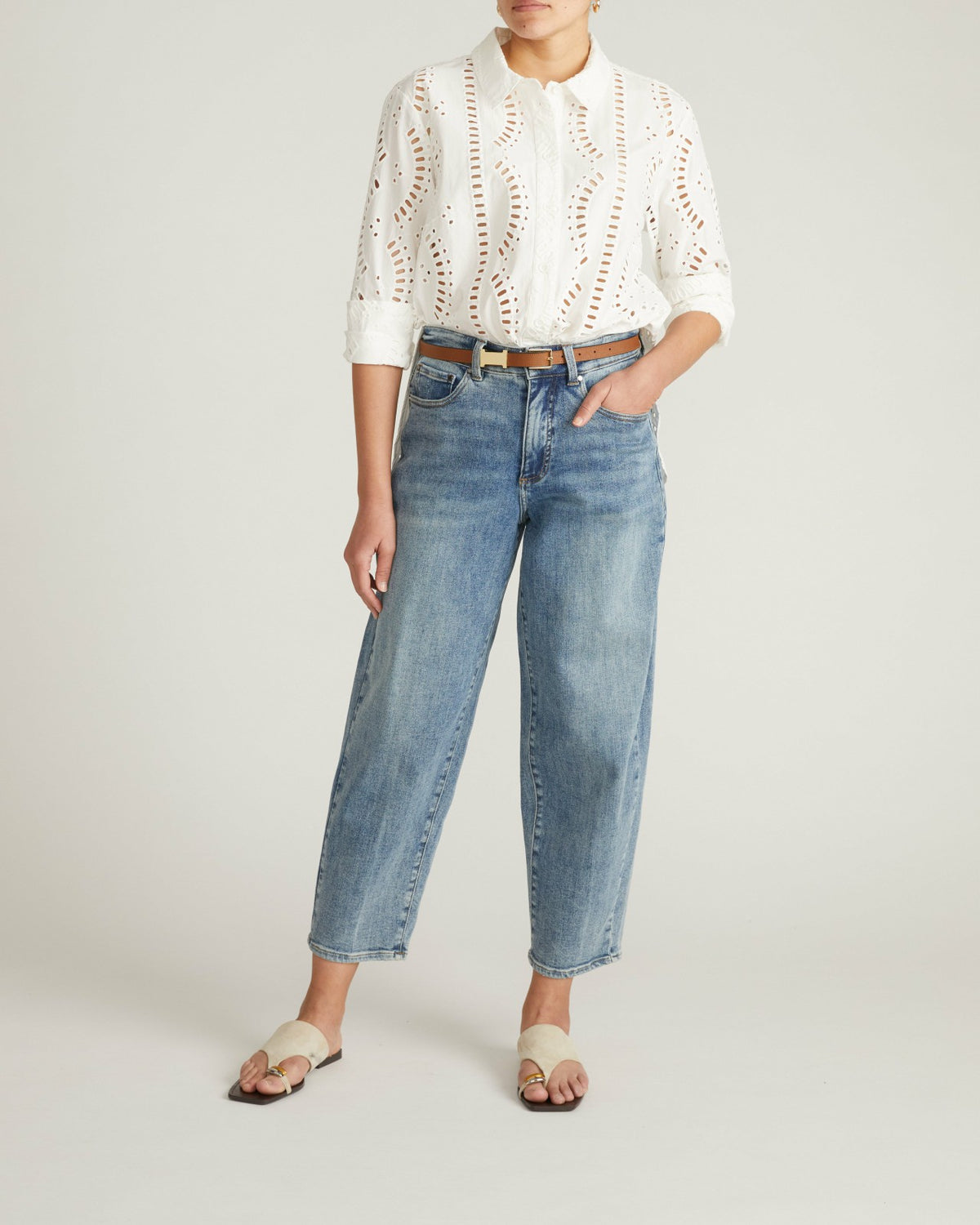 The Embroidered Artist Poplin Shirt - White | Universal Standard