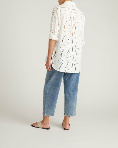 The Embroidered Artist Poplin Shirt - White | Universal Standard
