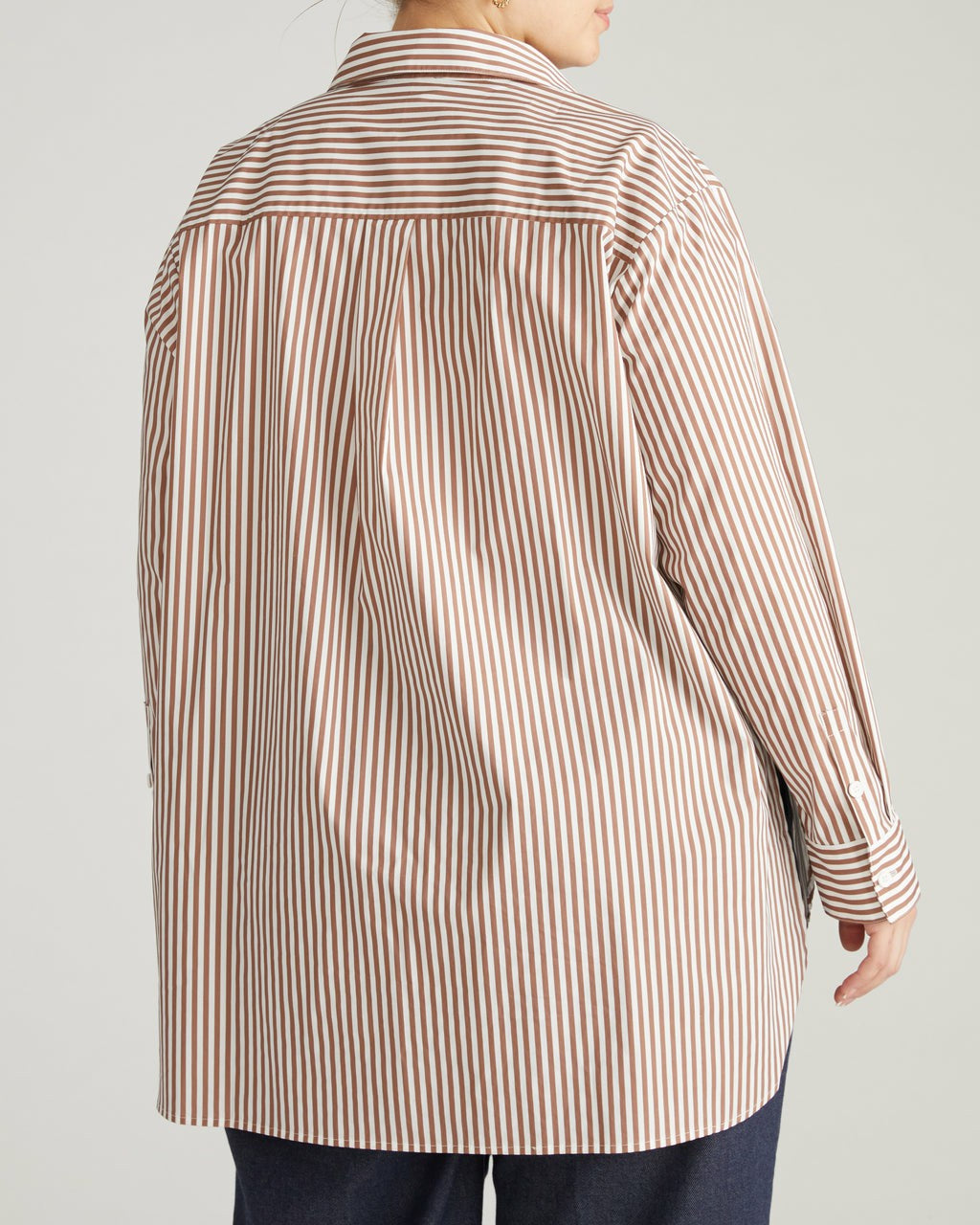 The Artist Poplin Shirt - Allspice/White Stripe | Universal Standard