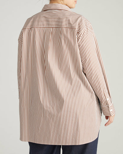 The Artist Poplin Shirt - Allspice/White Stripe | Universal Standard