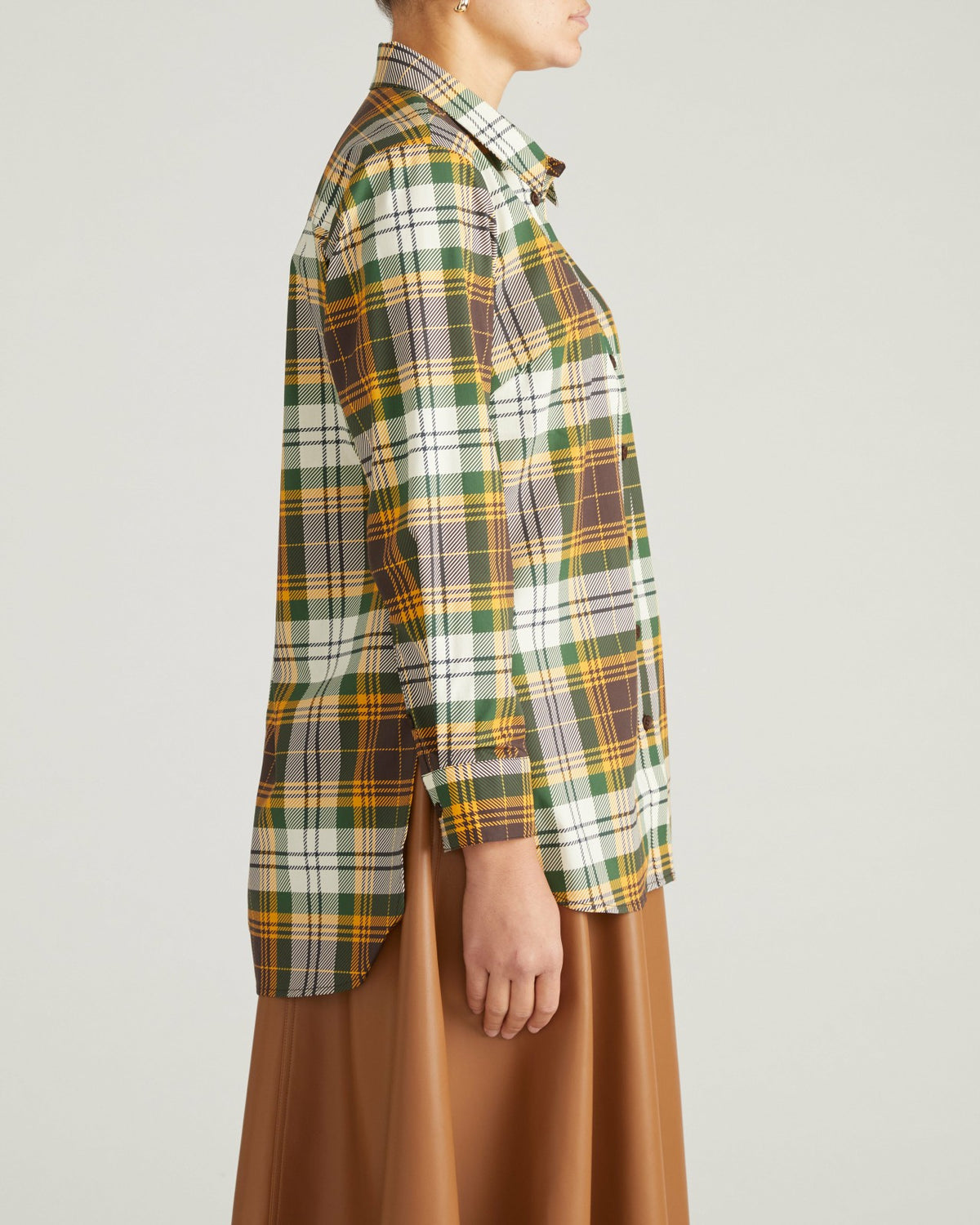 The Artist Poplin Shirt - Brown Plaid | Universal Standard