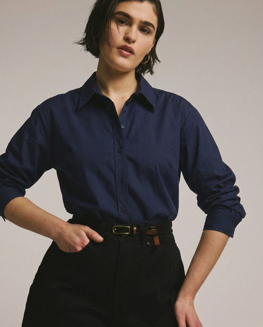 The Artist Poplin Shirt - Navy | Universal Standard