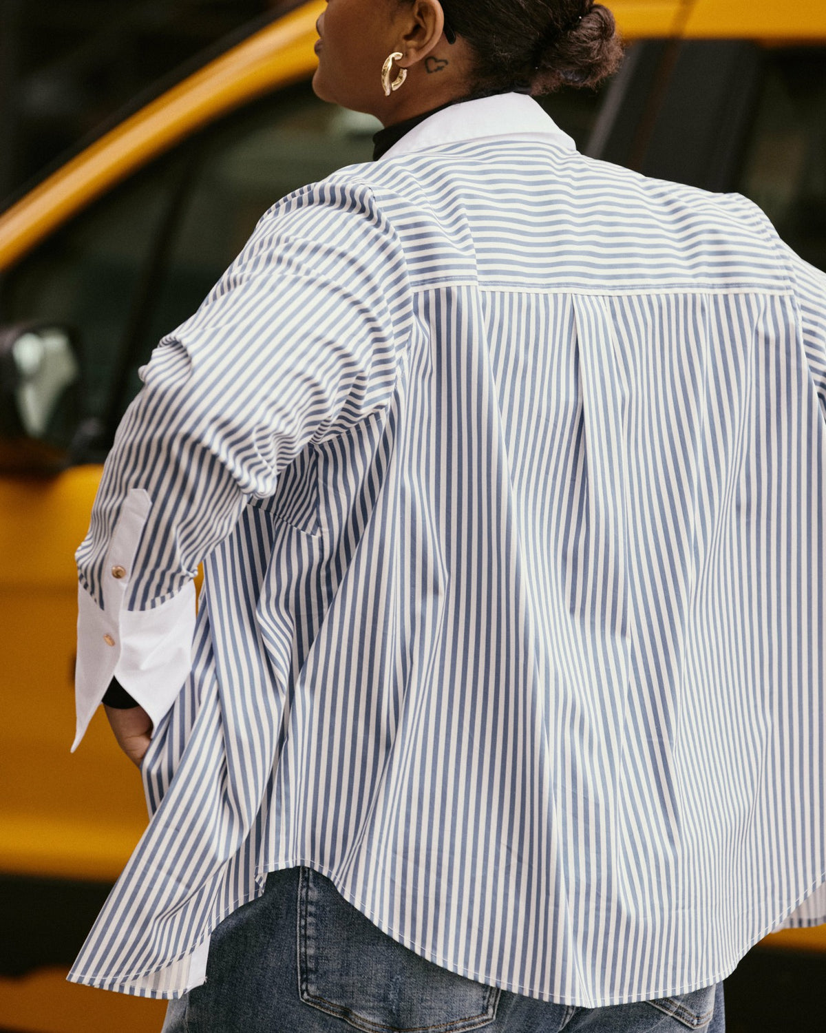 Henning x US Madison Shirt - Blue Stripe with Contrast White | Universal Standard
