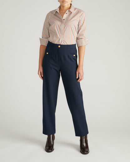 Elbe Popover Stretch Poplin Shirt Classic Fit - Allspice/White Stripe | Universal Standard