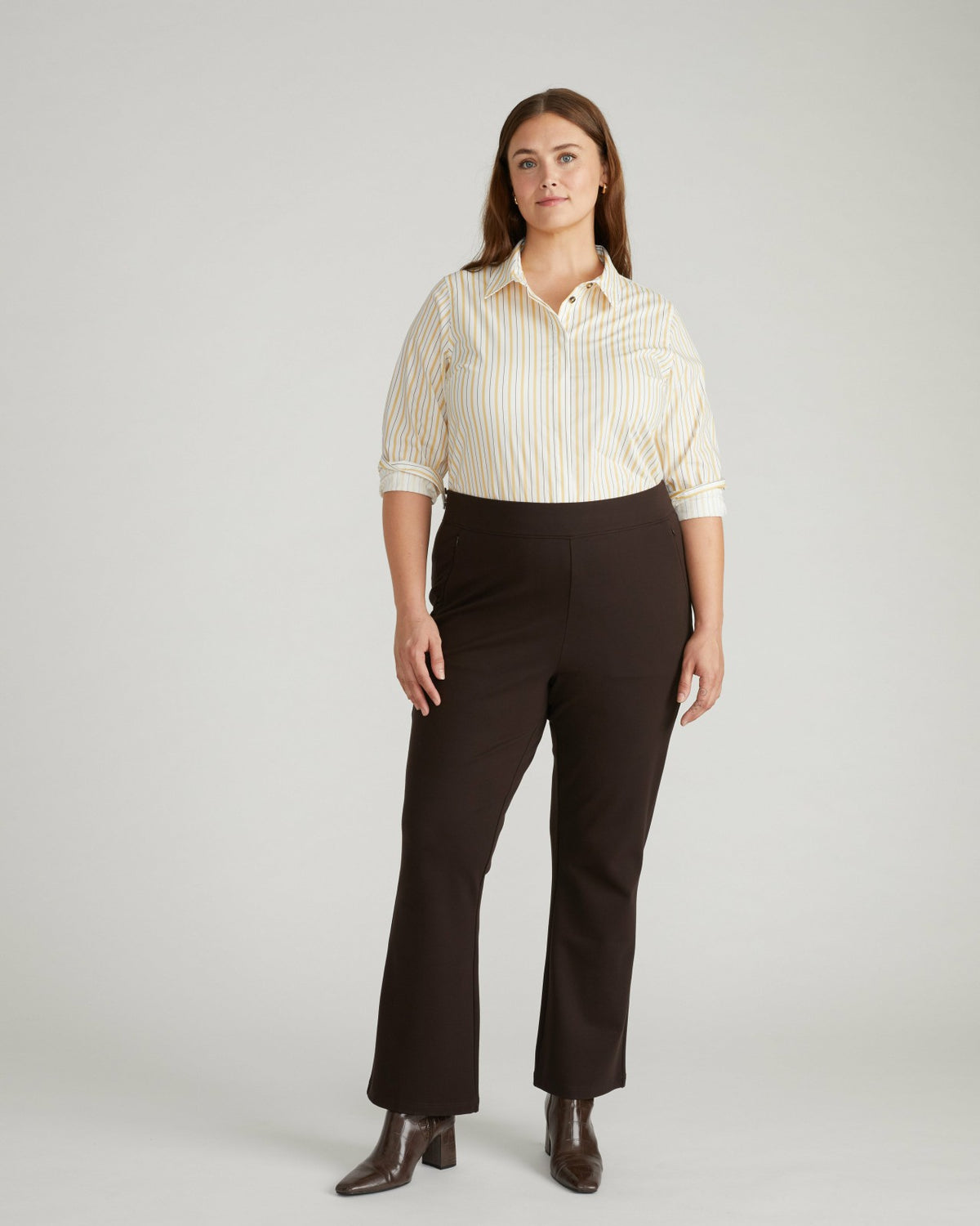 Elbe Stretch Poplin Shirt Classic Fit - Yellow Multi Stripe | Universal Standard