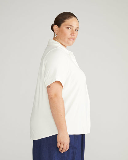 Chelsea Liquid Jersey Short Sleeve Shirt - White | Universal Standard