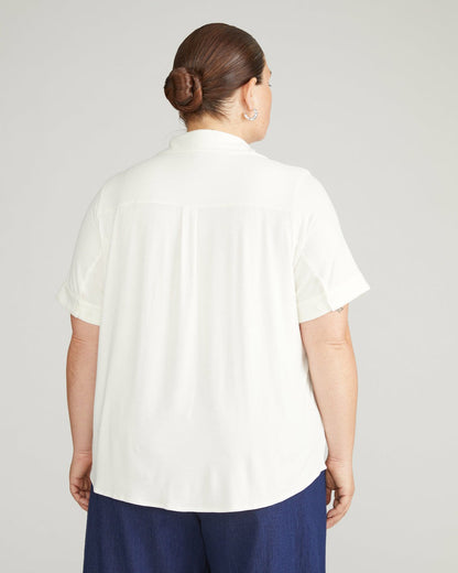 Chelsea Liquid Jersey Short Sleeve Shirt - White | Universal Standard