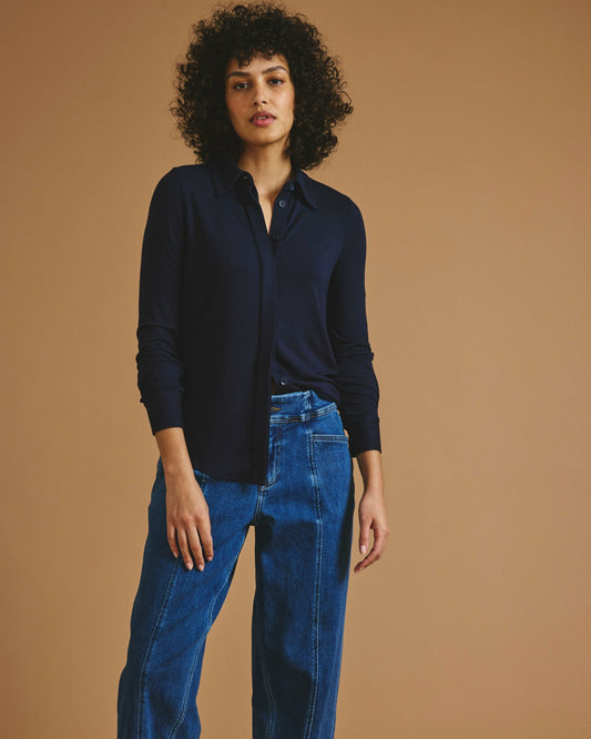 Elbe Liquid Jersey Shirt Classic Fit - Midnight | Universal Standard