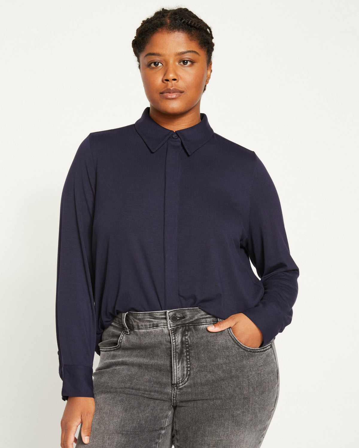Elbe Liquid Jersey Shirt Classic Fit - Midnight | Universal Standard