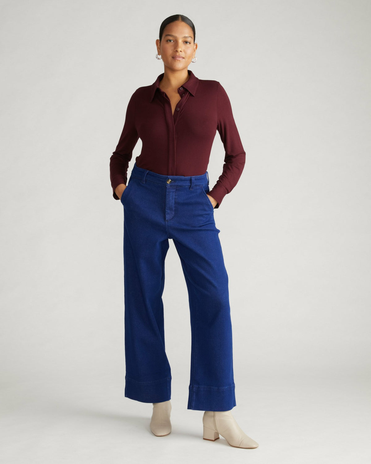Elbe Liquid Jersey Shirt Classic Fit - Black Cherry | Universal Standard
