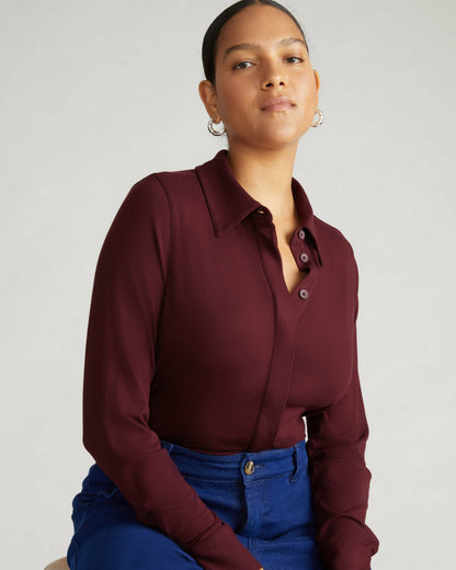 Elbe Liquid Jersey Shirt Classic Fit - Black Cherry | Universal Standard