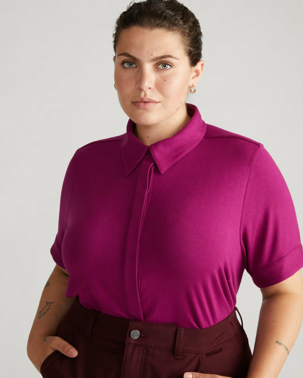 Chelsea Liquid Jersey Short Sleeve Shirt - Rothko Purple | Universal Standard