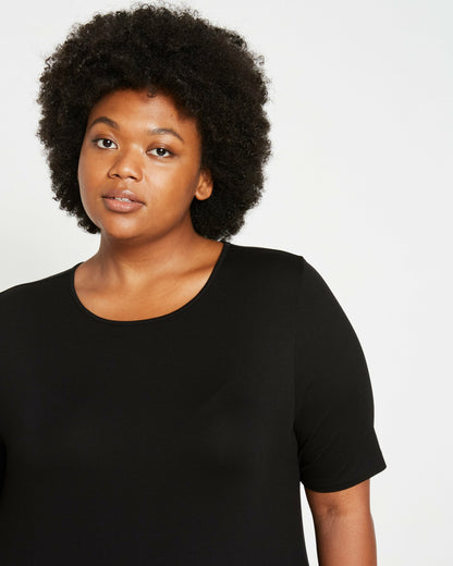 Lily Liquid Jersey Crew Neck Stovepipe Tee - Black | Universal Standard