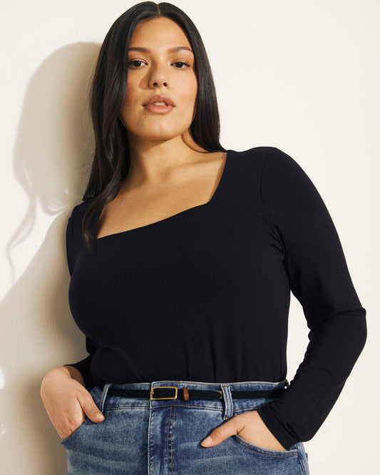 Agatha Liquid Jersey Top - Black | Universal Standard