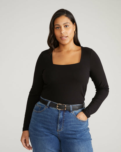 Agatha Liquid Jersey Top - Black | Universal Standard
