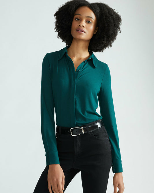 Elbe Liquid Jersey Shirt Classic Fit - Forest Green | Universal Standard