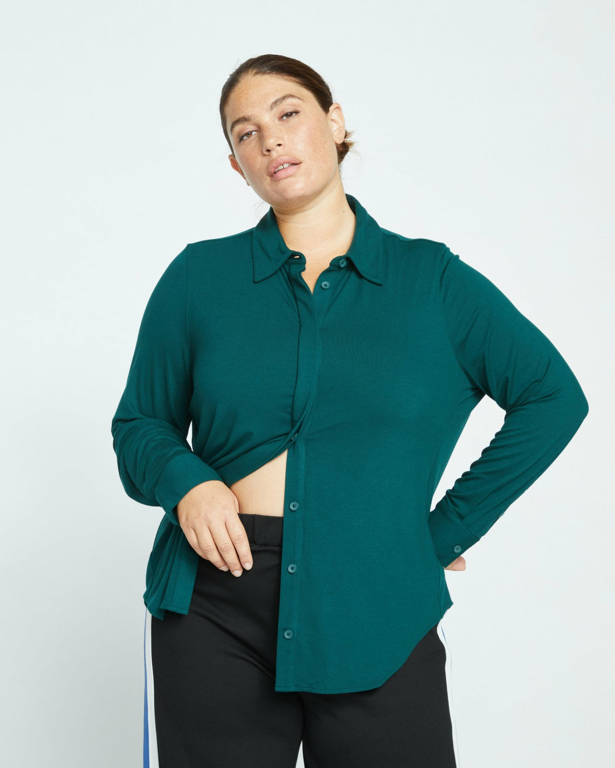 Elbe Liquid Jersey Shirt Classic Fit - Forest Green | Universal Standard
