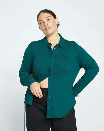 Elbe Liquid Jersey Shirt Classic Fit - Forest Green | Universal Standard