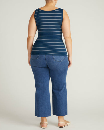 Cloud Rib Tank - Teal/White Microstripe | Universal Standard