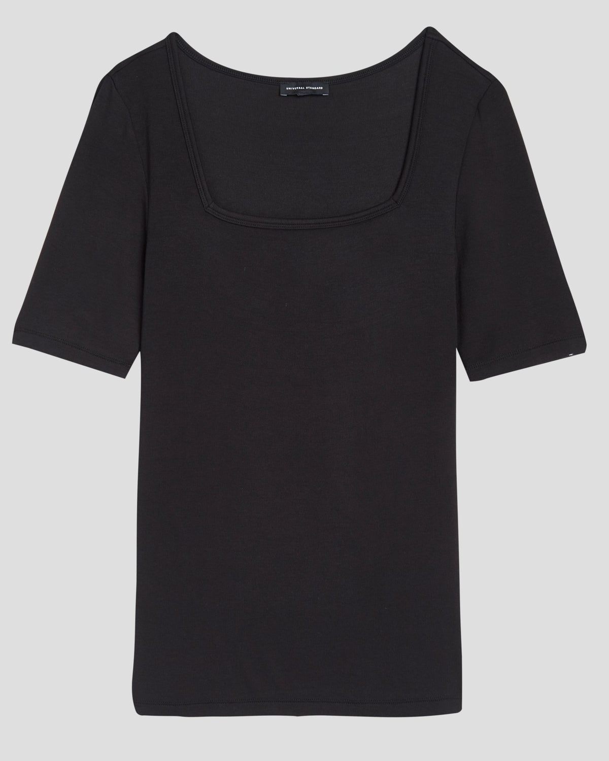 Cloud Rib Short Sleeve Square Neck Tee - Black | Universal Standard
