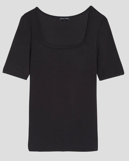 Cloud Rib Short Sleeve Square Neck Tee - Black | Universal Standard