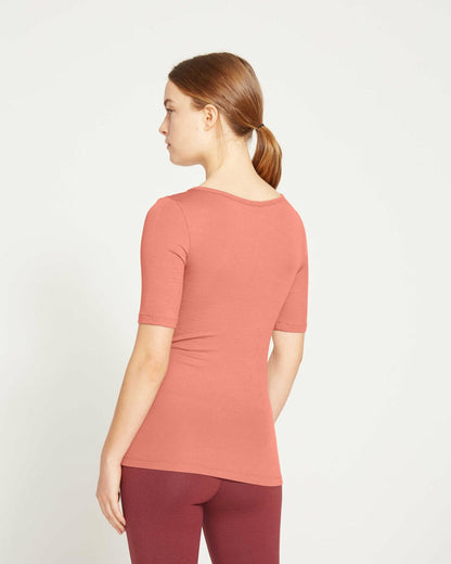 Cloud Rib Short Sleeve Square Neck Tee - Terracotta | Universal Standard