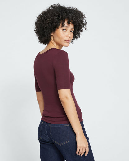 Cloud Rib Short Sleeve Crew Neck Tee - Black Cherry | Universal Standard