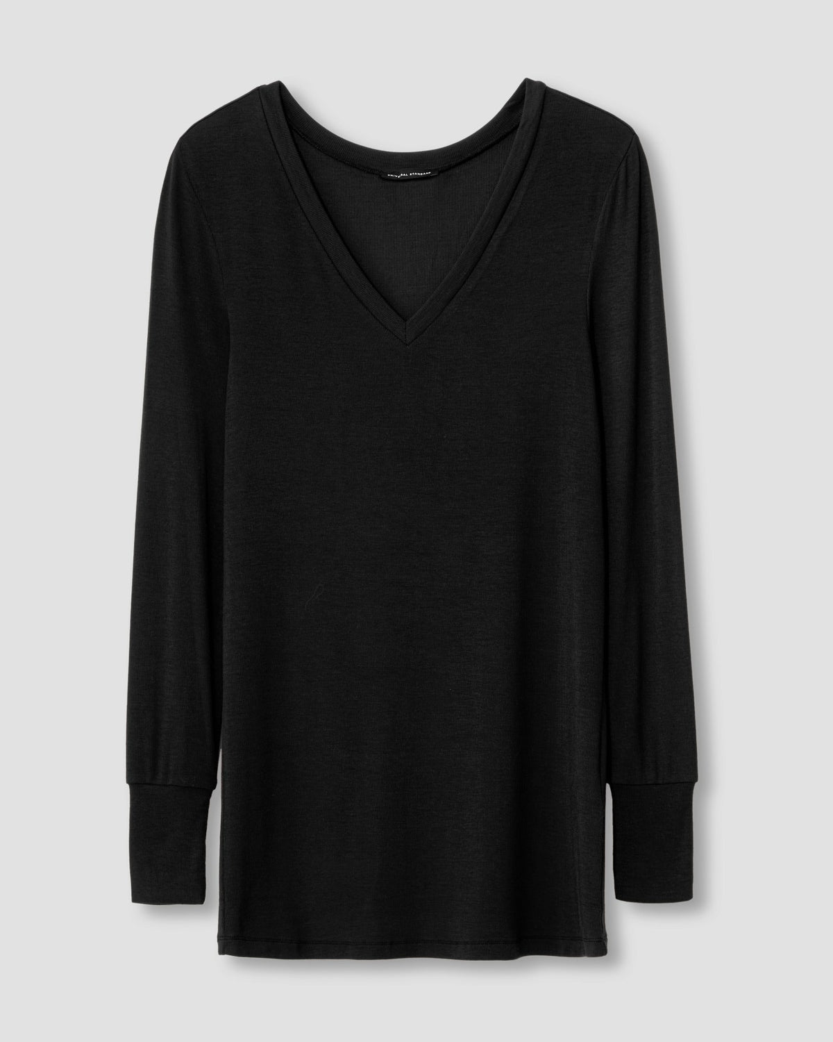 Cloud Rib Long Sleeve V-Neck Tee - Black | Universal Standard