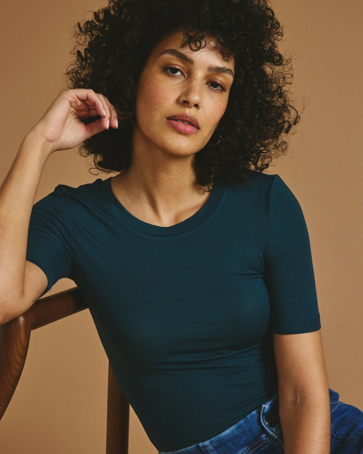 Cloud Rib Short Sleeve Crew Neck Tee - Deep Sea | Universal Standard