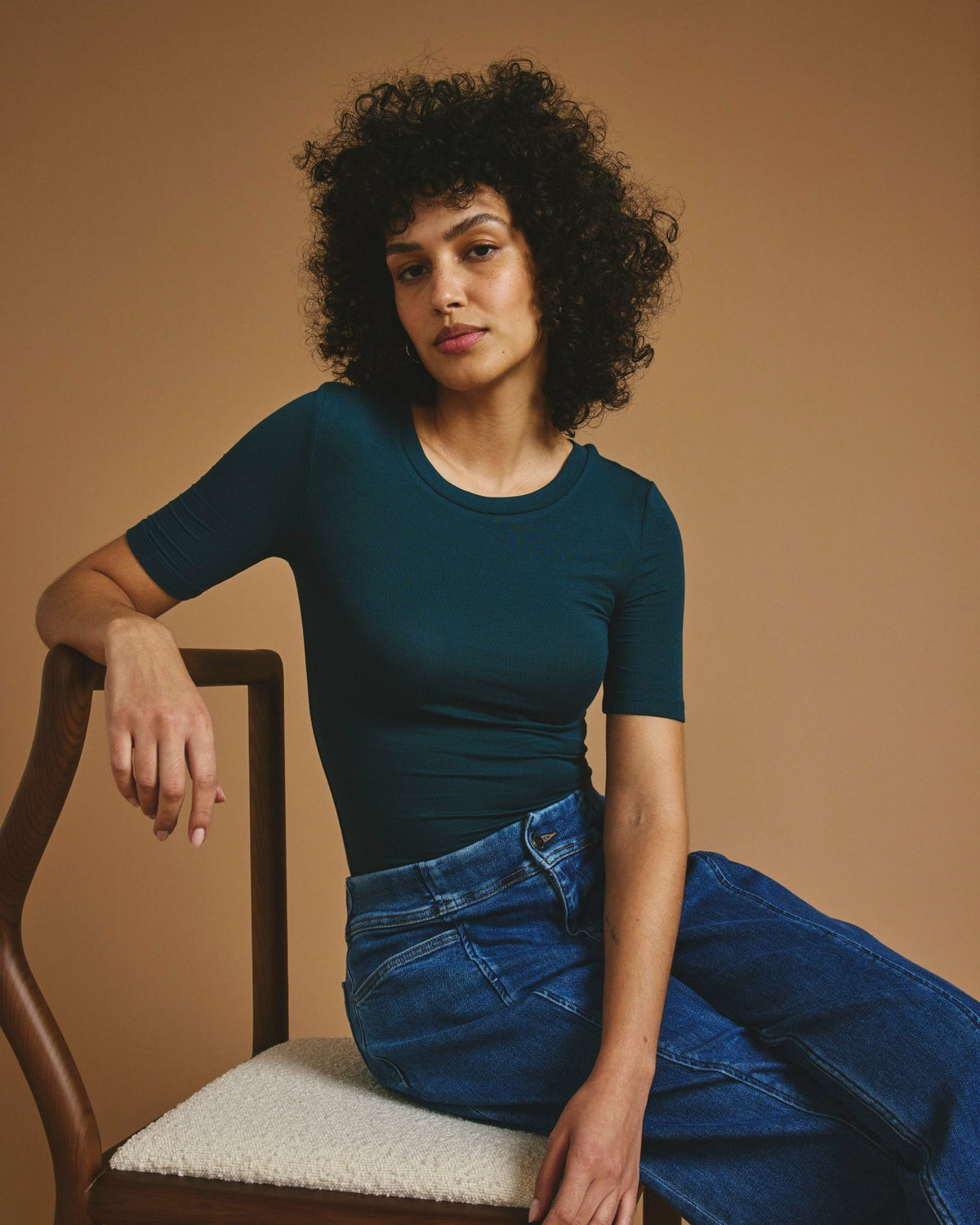Cloud Rib Short Sleeve Crew Neck Tee - Deep Sea | Universal Standard