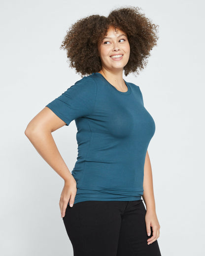 Cloud Rib Short Sleeve Crew Neck Tee - Deep Sea | Universal Standard