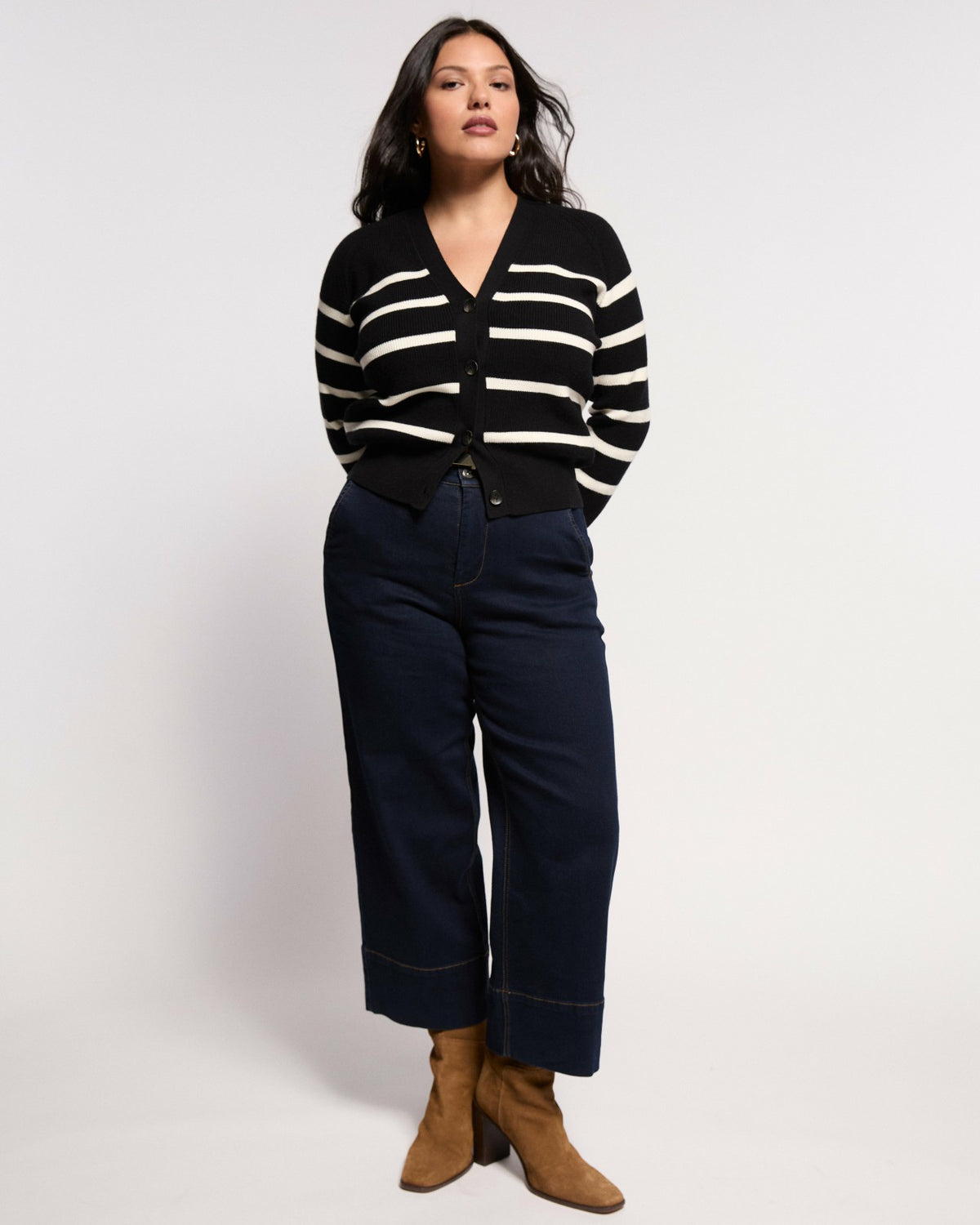 Better-Than-Wool Cardigan - Black/Cream Stripe | Universal Standard