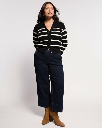 Better-Than-Wool Cardigan - Black/Cream Stripe | Universal Standard