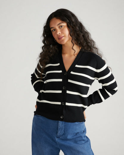 Better-Than-Wool Cardigan - Black/Cream Stripe | Universal Standard