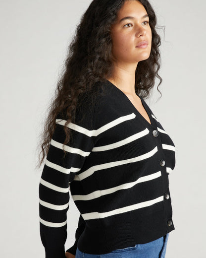 Better-Than-Wool Cardigan - Black/Cream Stripe | Universal Standard