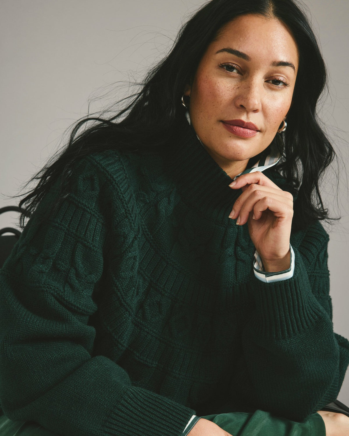 Safiya Cable Knit Sweater - Forest Green | Universal Standard