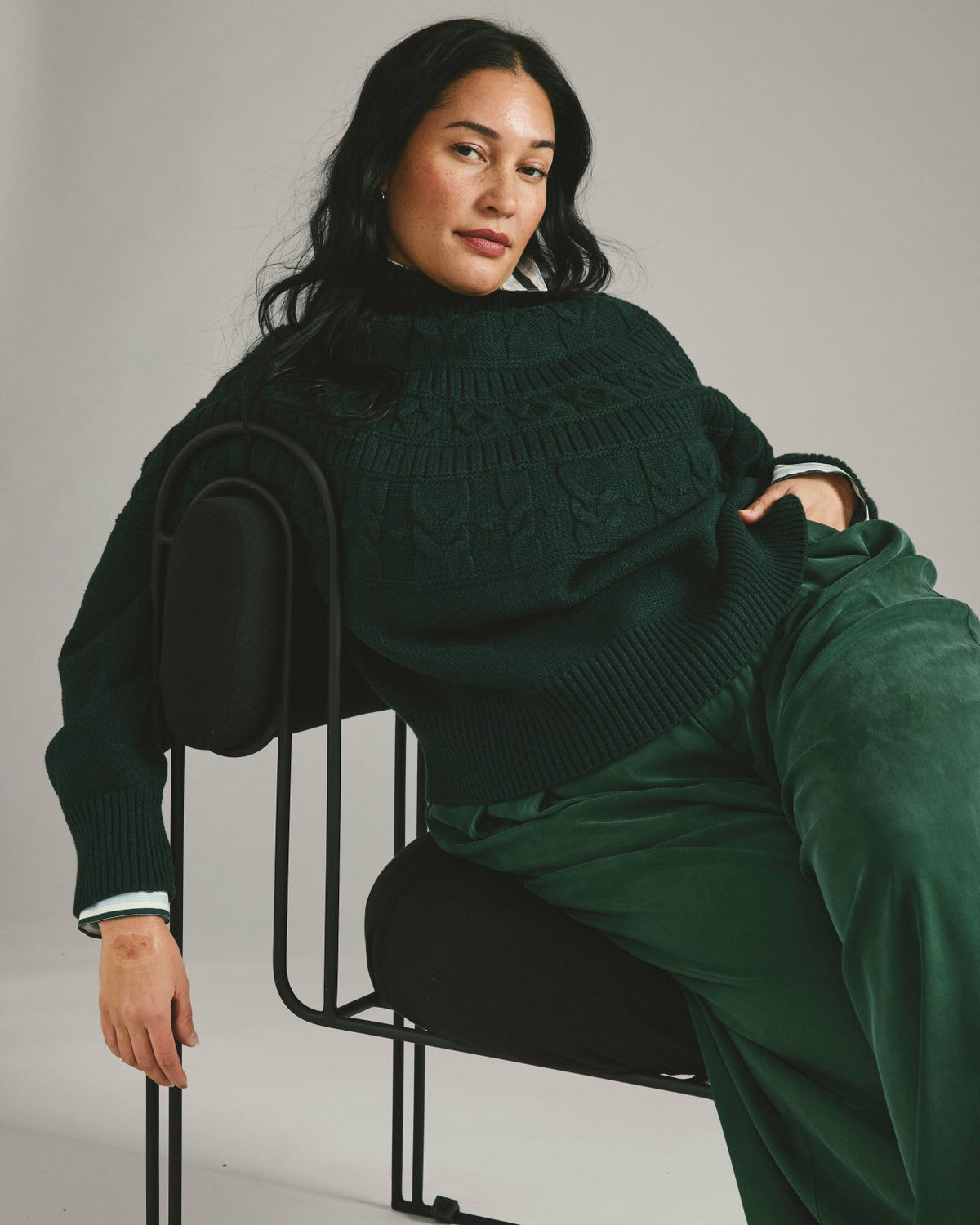 Safiya Cable Knit Sweater - Forest Green | Universal Standard