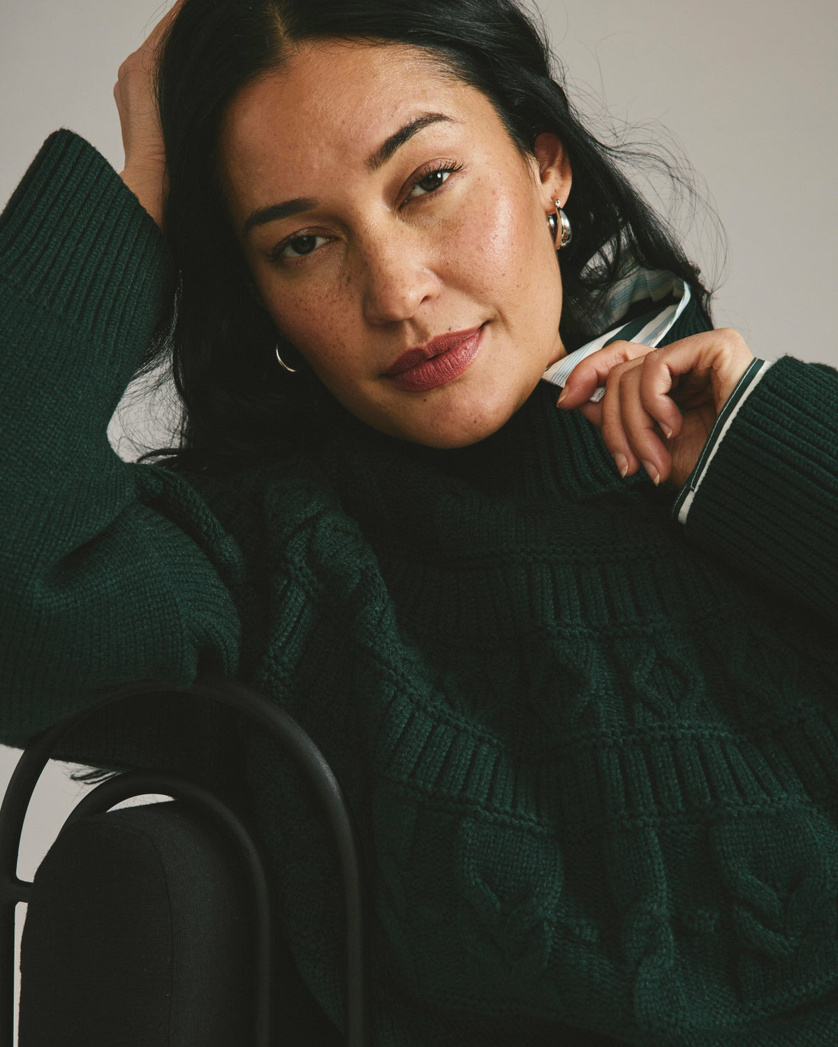 Safiya Cable Knit Sweater - Forest Green | Universal Standard