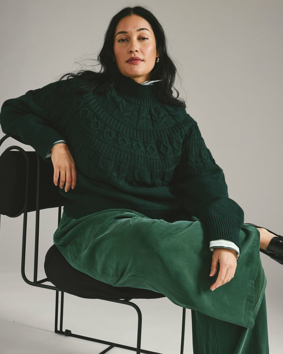 Safiya Cable Knit Sweater - Forest Green | Universal Standard